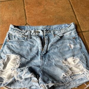 American Eagle Outfitters Light Wash Distressed Denim Shorts